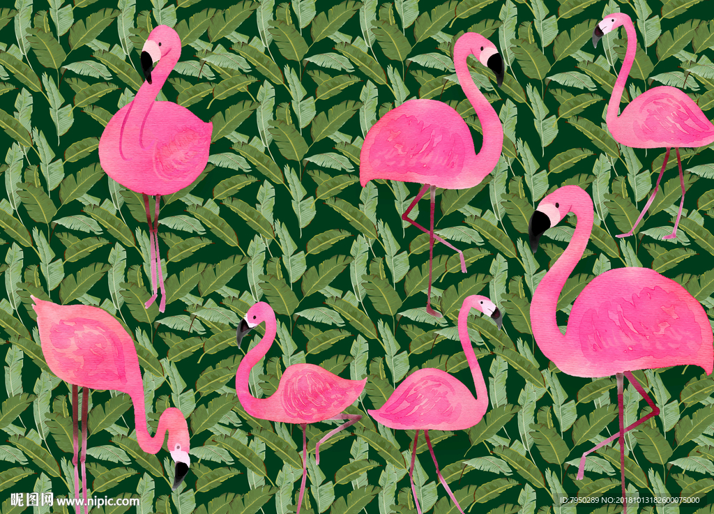 火烈鸟背景墙