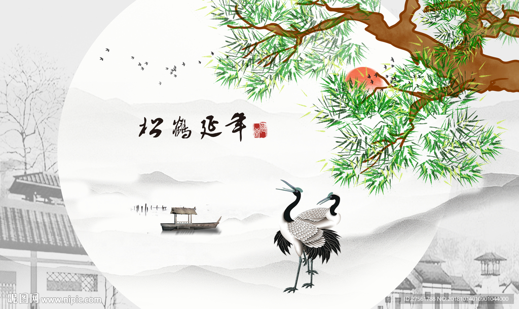 水墨山水背景墙