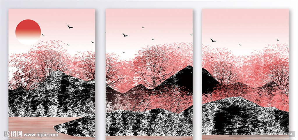 中国风山水风景图案装饰画