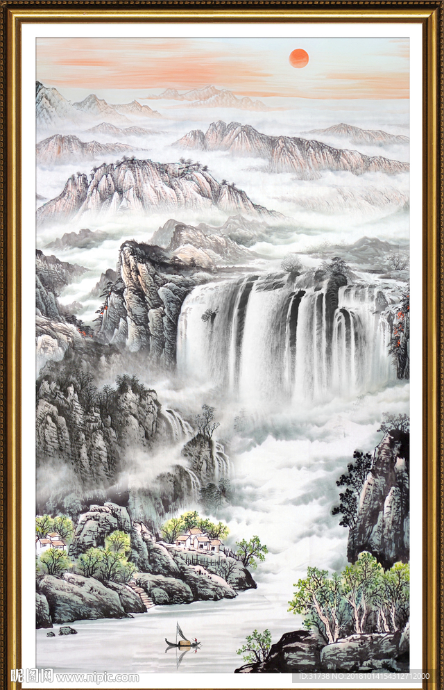 竖幅山水画
