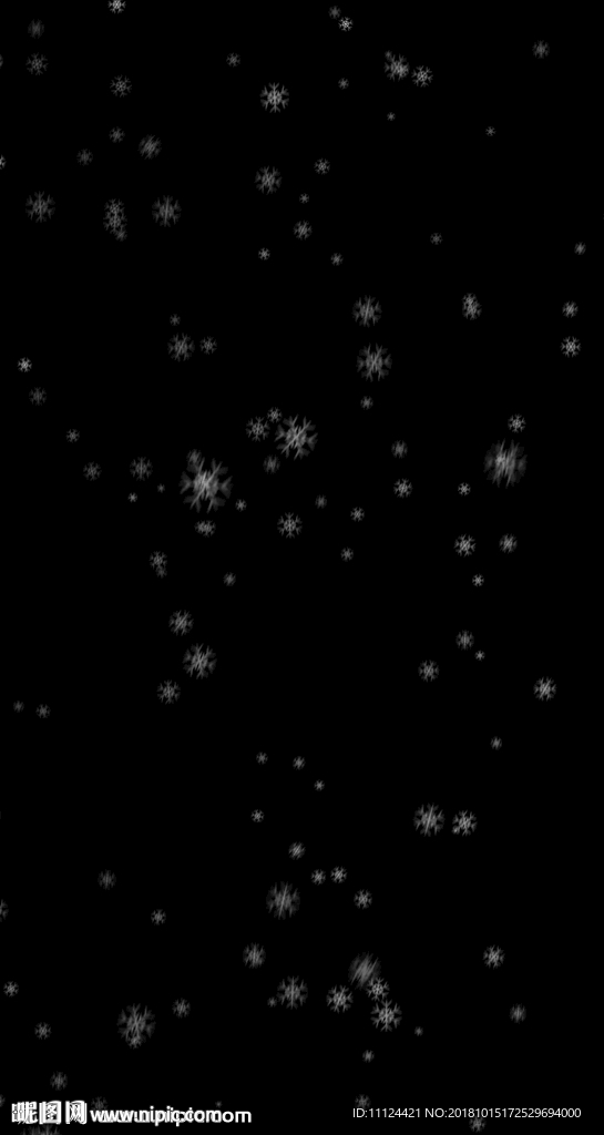 雪花竖屏带透明通道视频素材