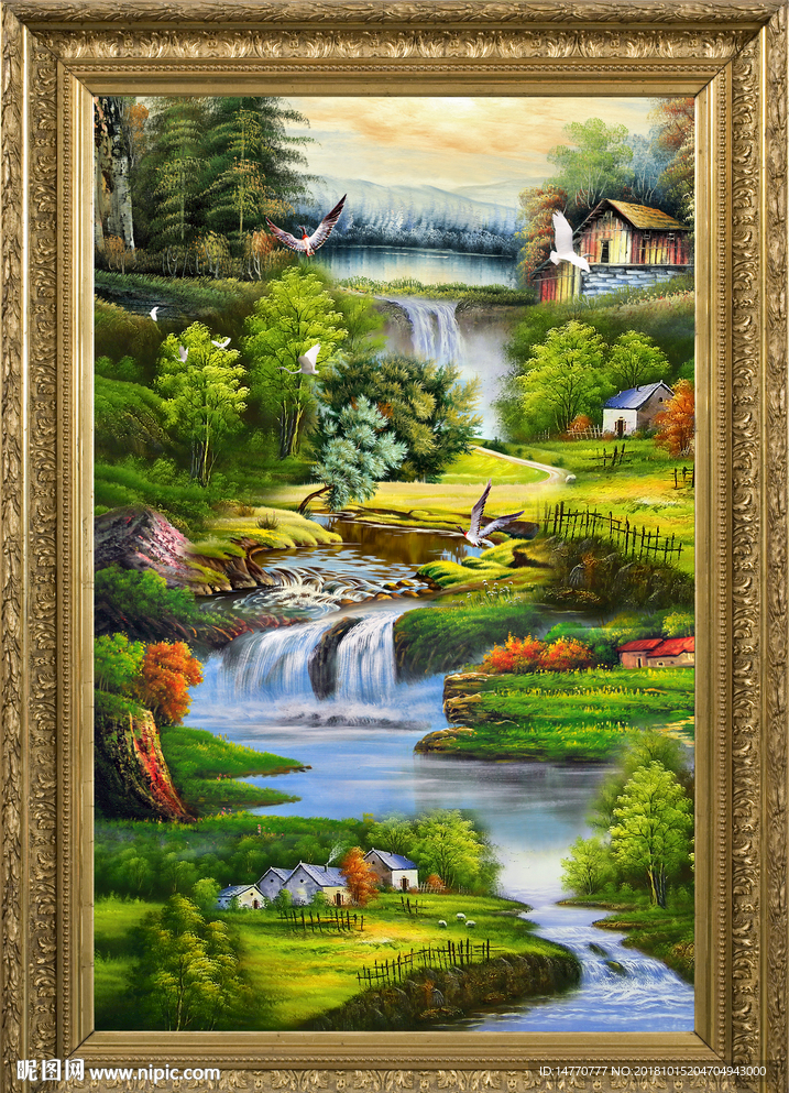 山水油画设计图__psd分层素材_psd分层素材_设计图库_昵图网nipic.com