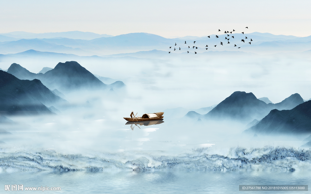 新中式水墨背景墙