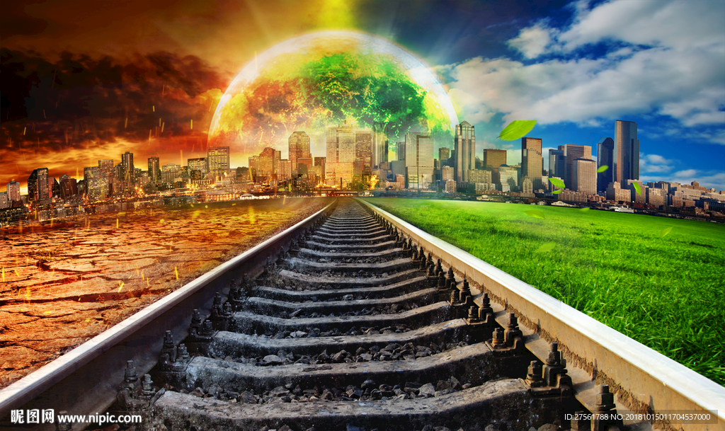 铁路风景背景墙