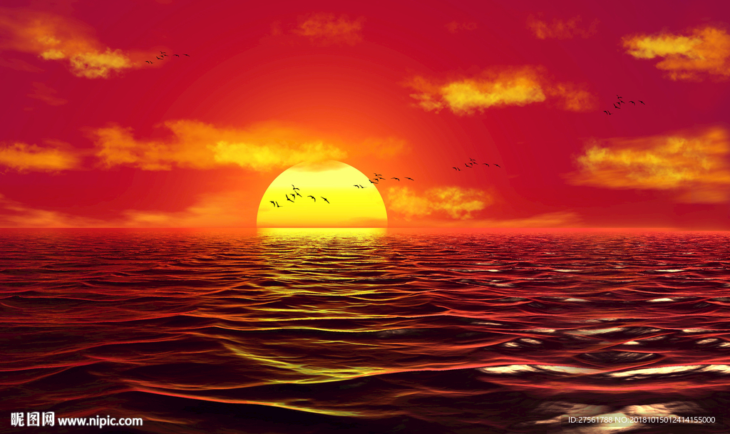 日落日出风景背景墙