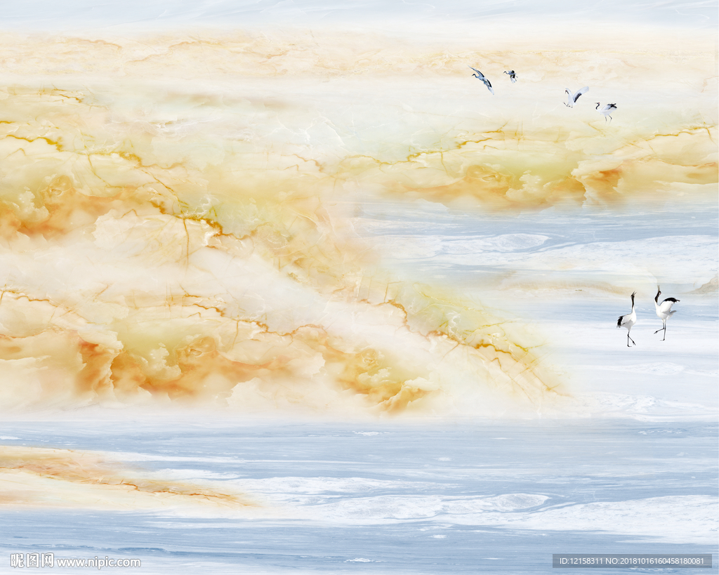 人间仙境  石纹鹤