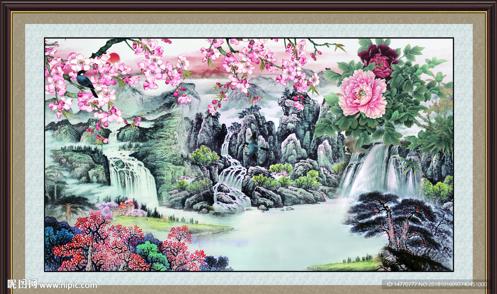 花鸟图 孔雀开瓶 牡丹花 富贵