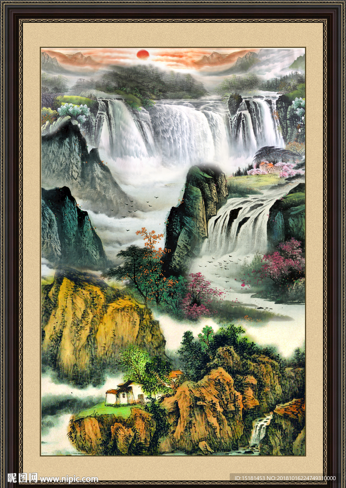 泰山 日出泰山 国画 泰山风光