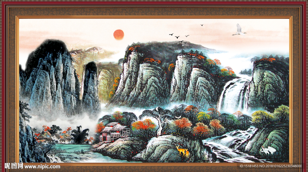 泰山 日出泰山 国画 泰山风光