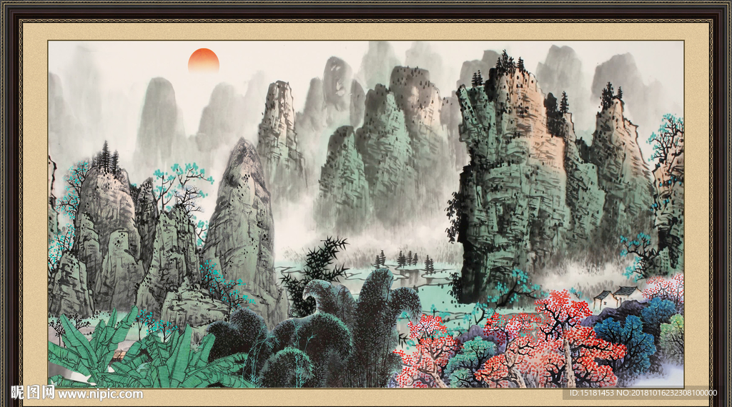 泰山 日出泰山 国画 泰山风光