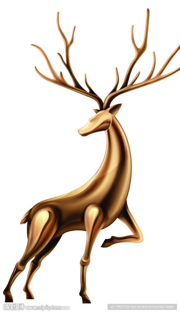 金属 鹿 质感 镏金 背景图