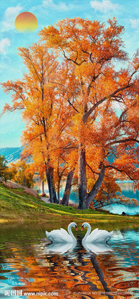 金色秋天风景装饰画