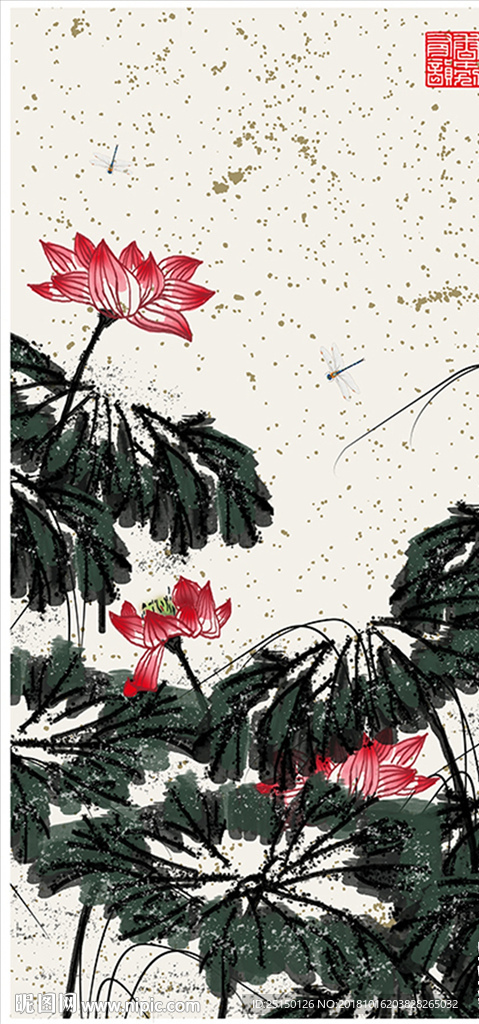 中国风水墨荷花装饰画