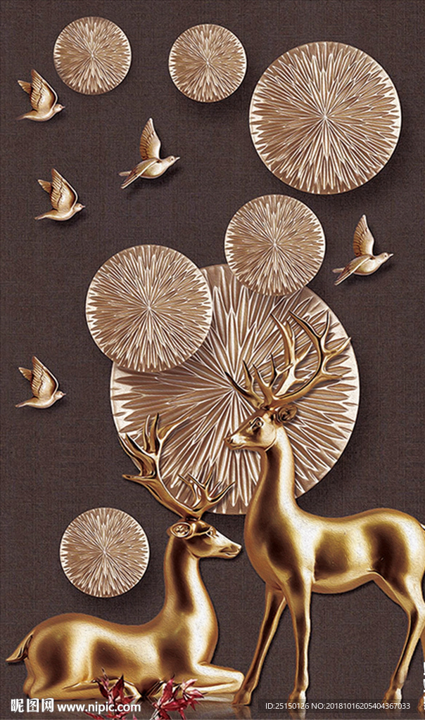 小鹿飞鸟装饰画