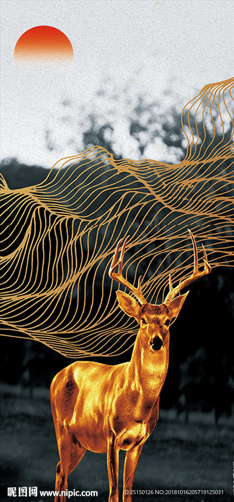 小鹿抽象装饰画