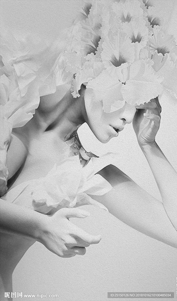 手绘插画抽象美女装饰画