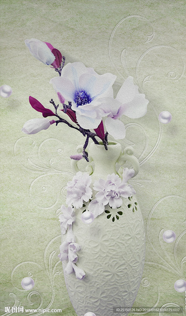 欧式兰花家和富贵花瓶装饰画