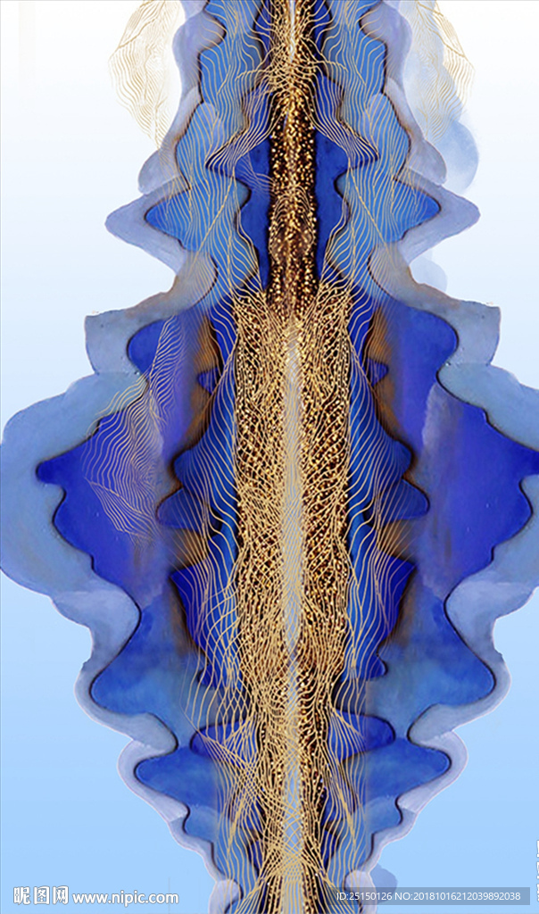 唯美抽象金线条装饰画