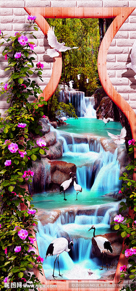 唯美白鹭山水装饰画