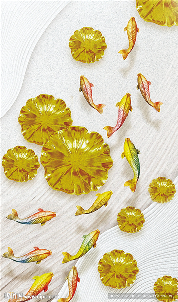 金色鱼群装饰画