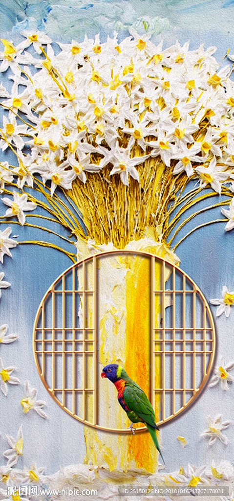 花卉小鸟装饰画