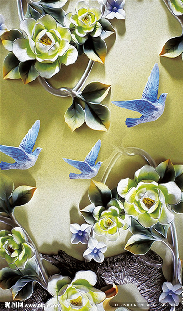 花卉飞鸟装饰画
