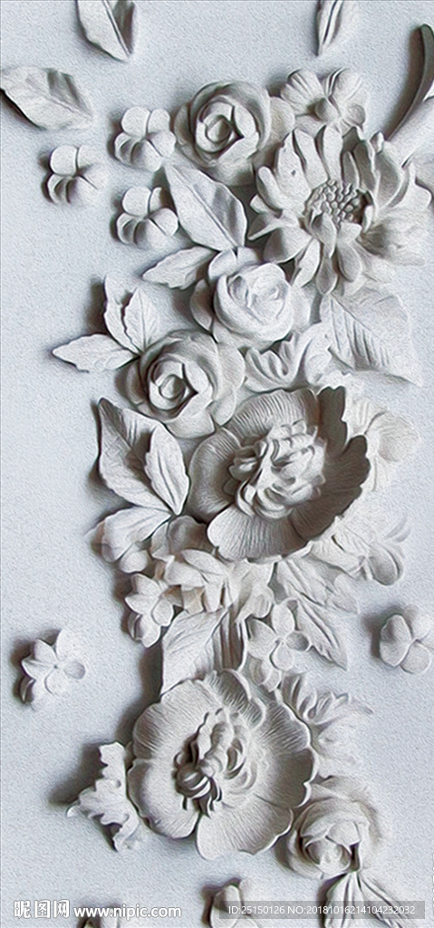 大理石浮雕花卉装饰画