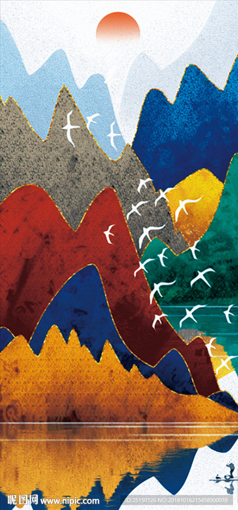 抽象山水风景装饰画图片