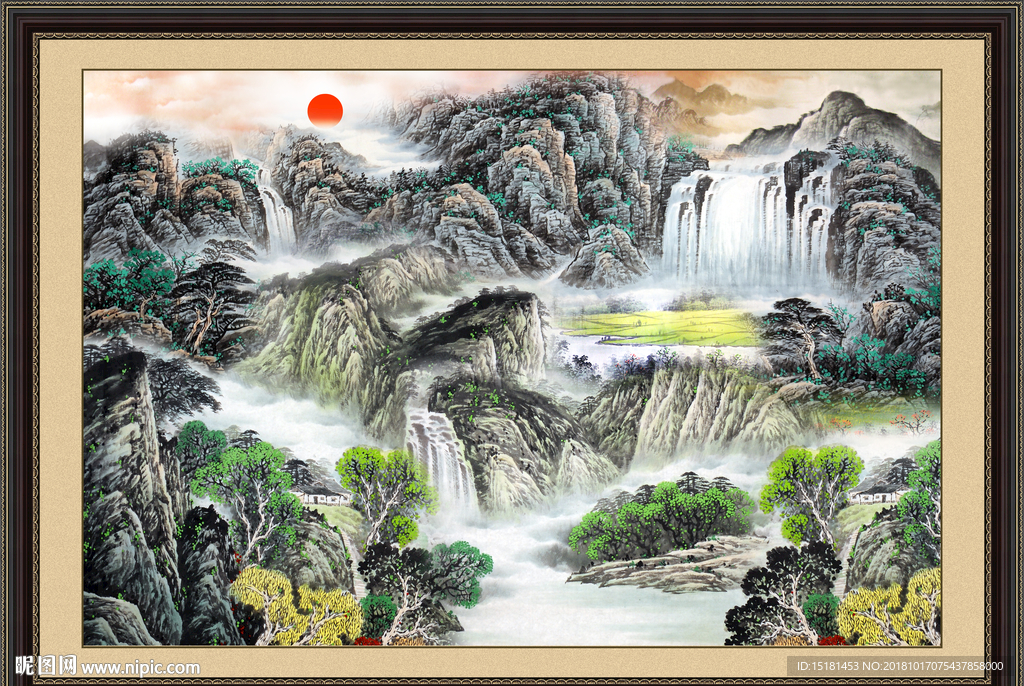 泰山 日出泰山 国画 泰山风光