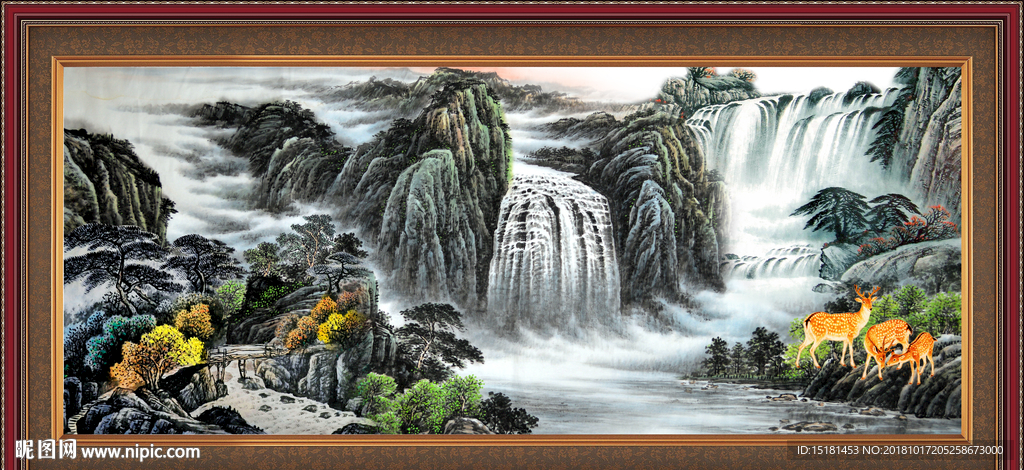 财源广进 山水画 山水风景