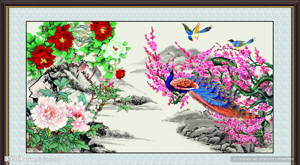 花鸟 蝴蝶 花开富贵