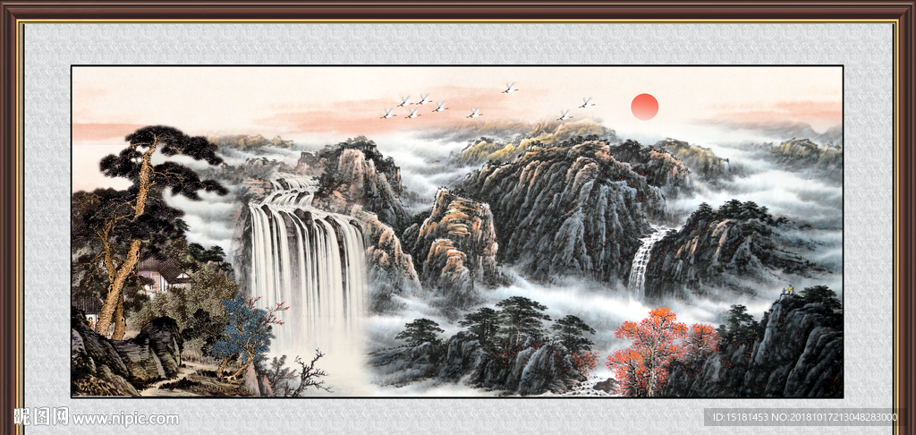 财源广进 山水画 山水风景