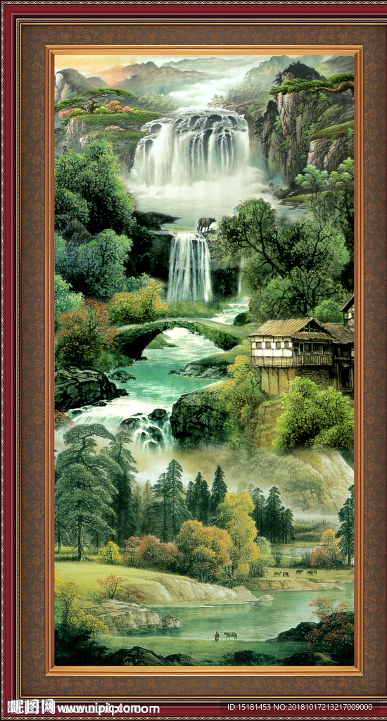 财源广进 山水画 山水风景