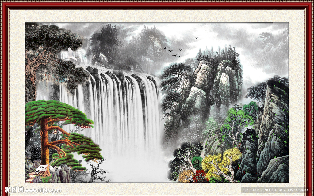 财源广进 山水画 山水风景