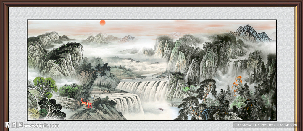 财源广进 山水画 山水风景