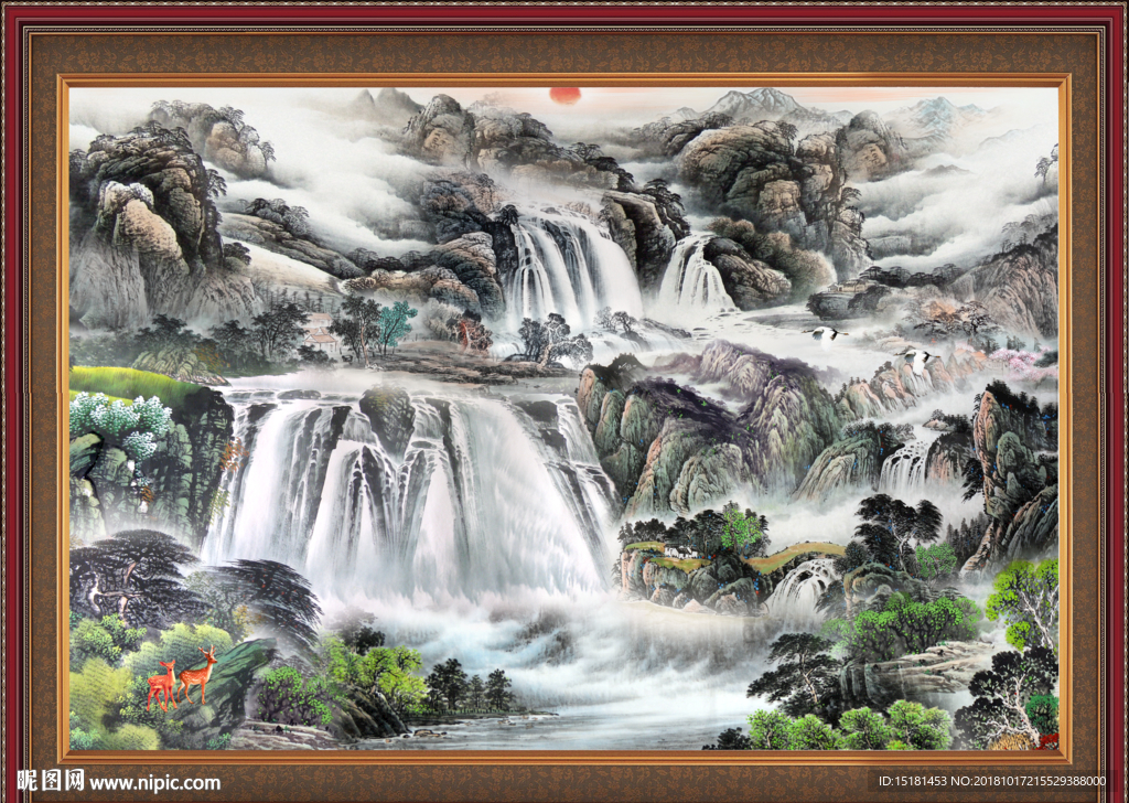 财源广进 山水画 山水风景