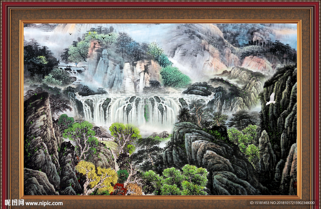 财源广进 山水画 山水风景