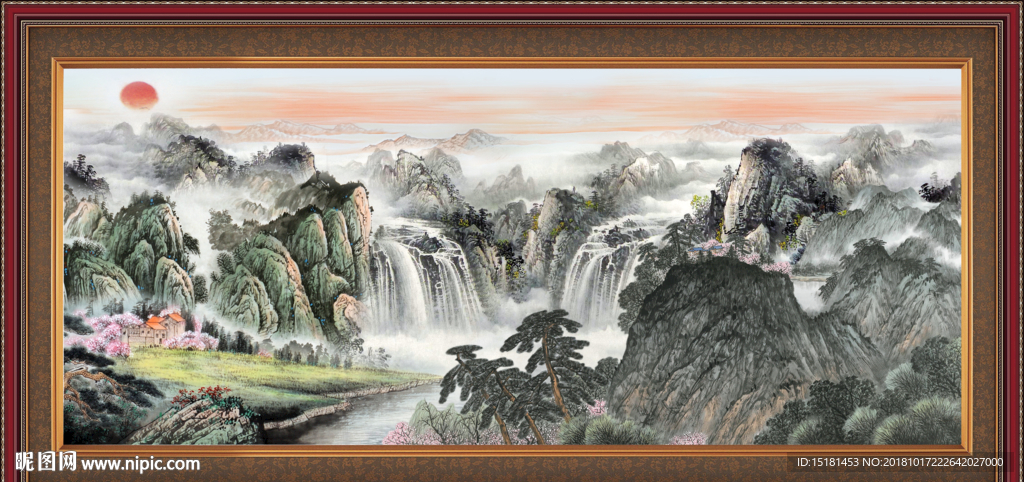 财源广进 山水画 山水风景