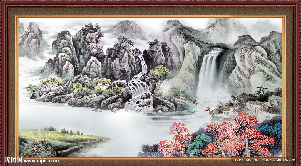 财源广进 山水画 山水风景