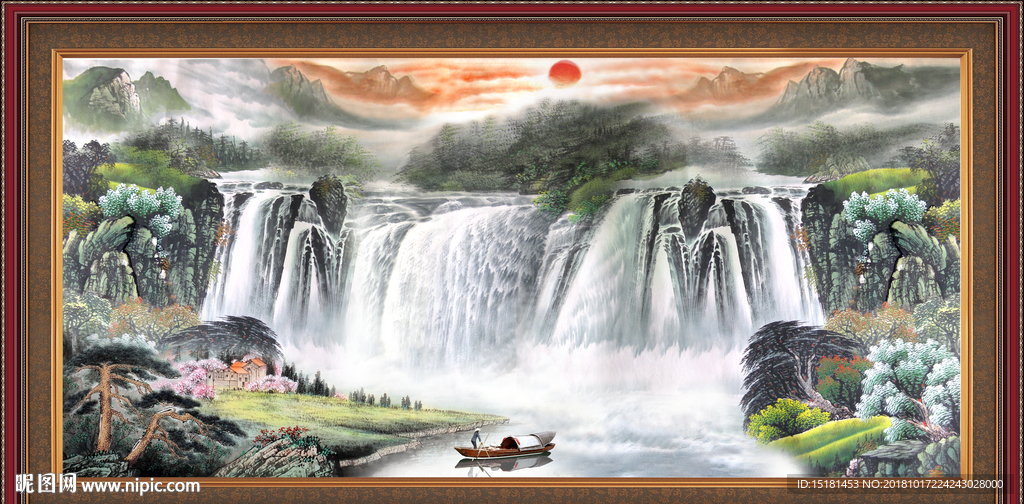 财源广进 山水画 山水风景