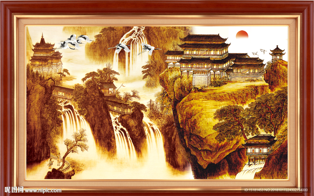 财源广进 山水画 山水风景