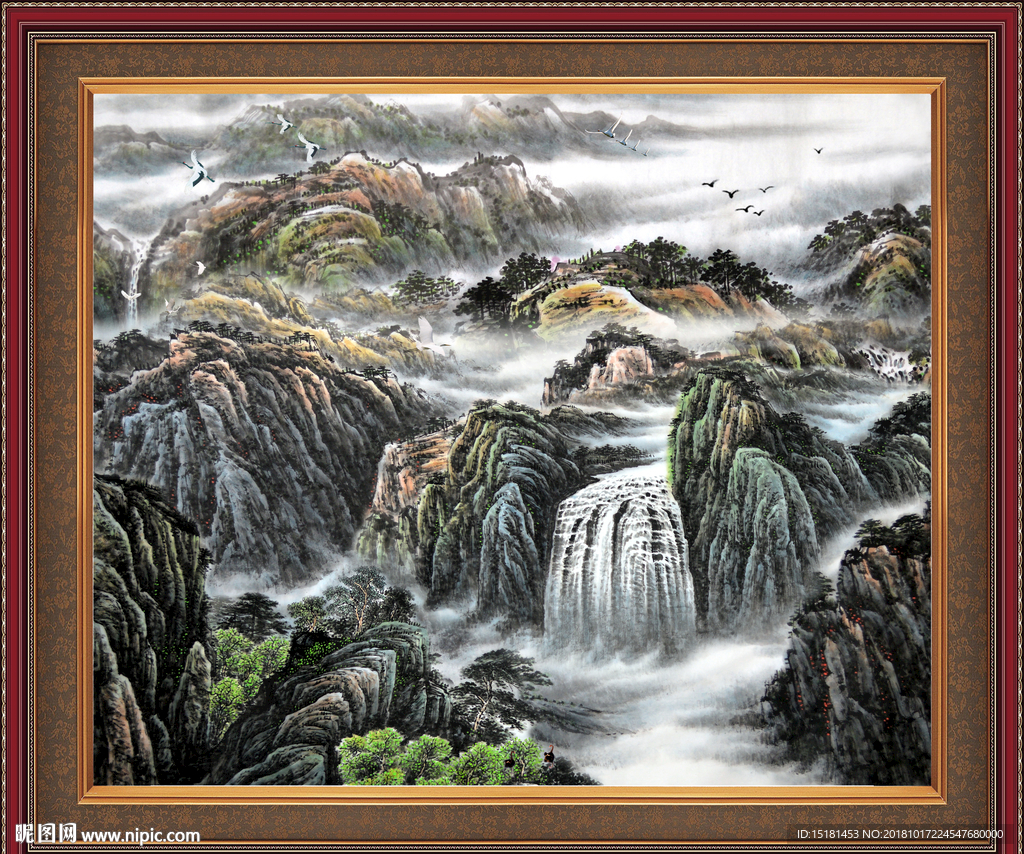 财源广进 山水画 山水风景