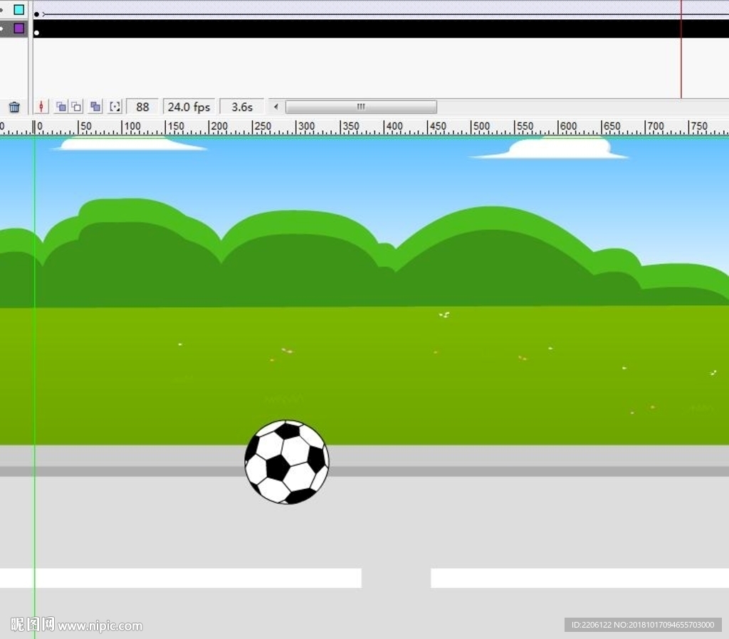 足球在车道上滚动6秒动画