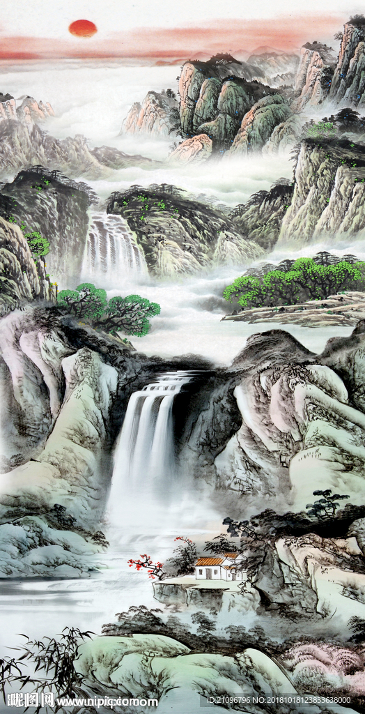 玄关 玄关过道 国画山水