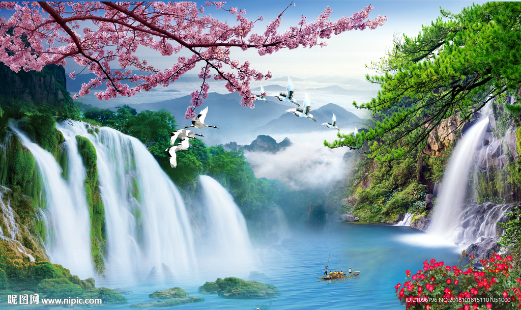 山水风景背景墙