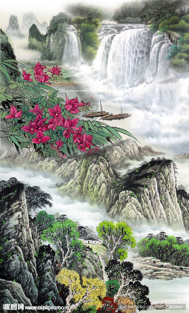 山水国画玄关