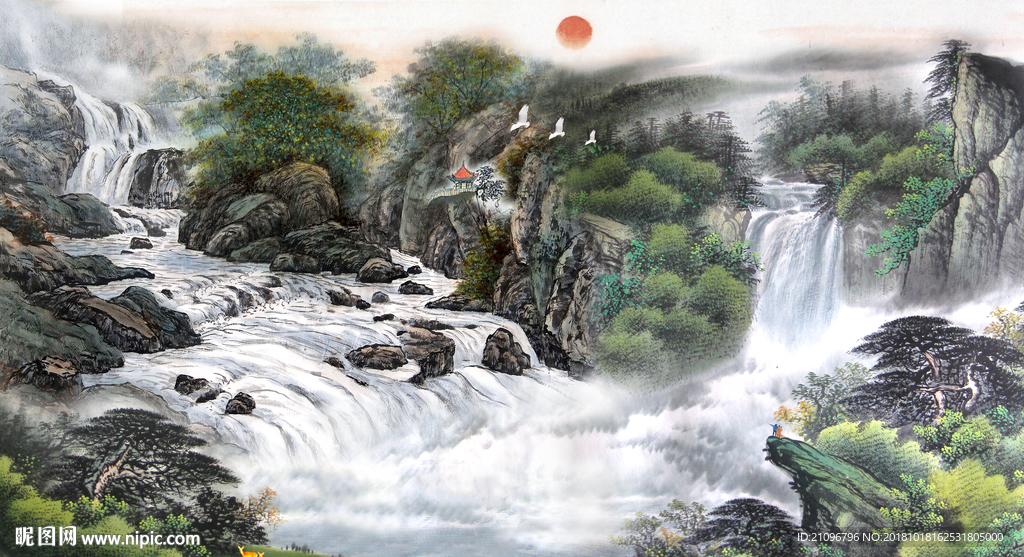 山水国画背景墙