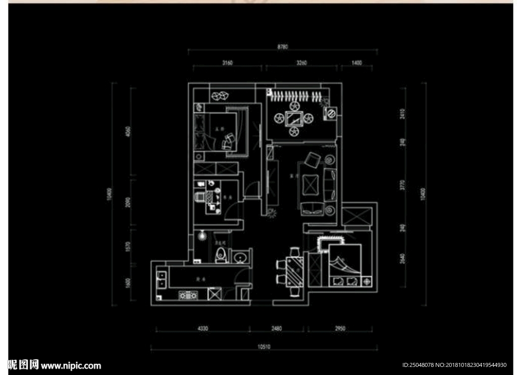 三室CAD多层平面户型方案