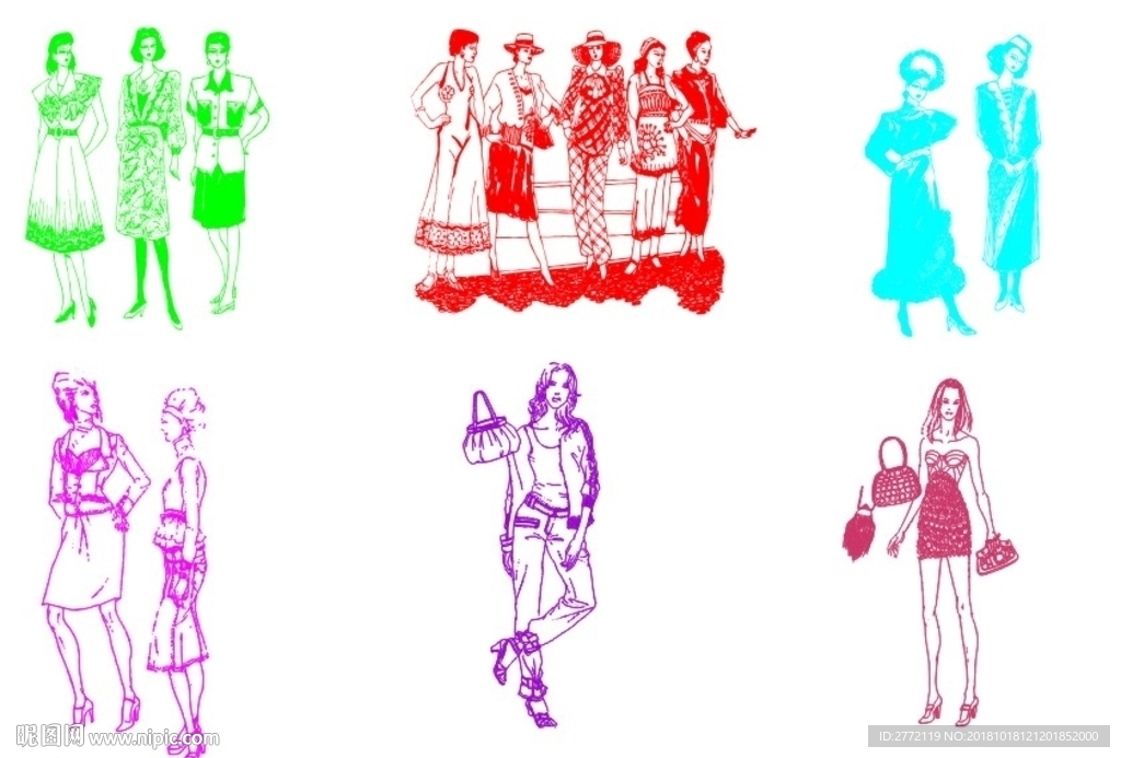 女模特 手描画