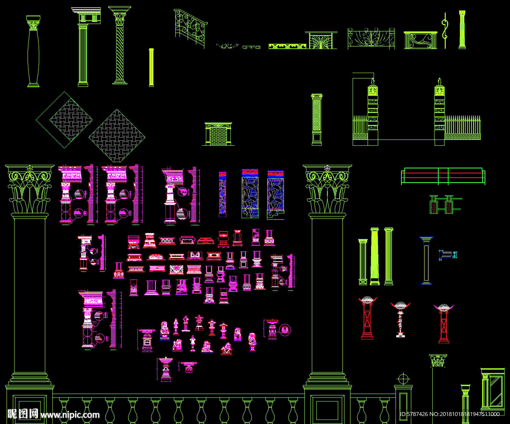 cad罗马柱子素材